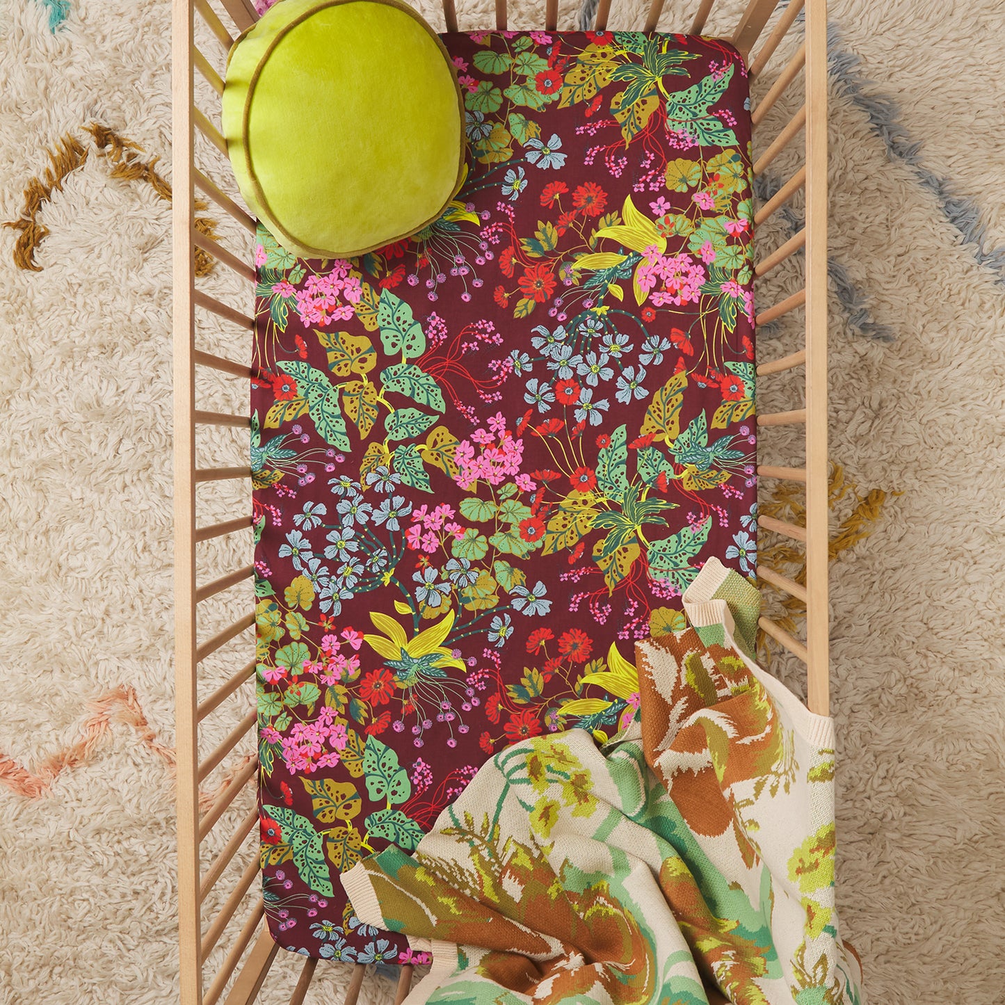 Genevieve | Cotton Cot Sheet (Mahogany)