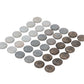 36 grey wooden mandala pieces.  They are all flat circles in 3 shades of grey.